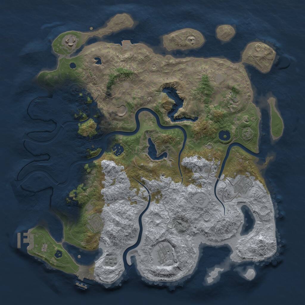 Rust Map: Procedural Map, Size: 4000, Seed: 1842090134, 14 Monuments