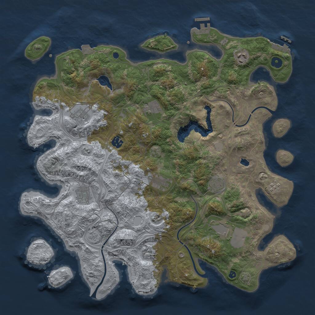 Rust Map: Procedural Map, Size: 4250, Seed: 1164804168, 16 Monuments