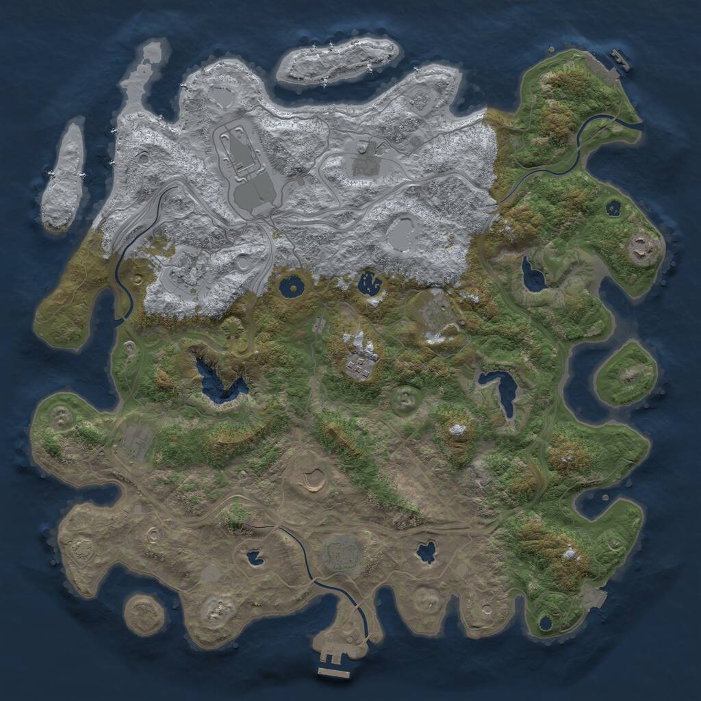 Rust Map: Procedural Map, Size: 4500, Seed: 1825797582, 16 Monuments