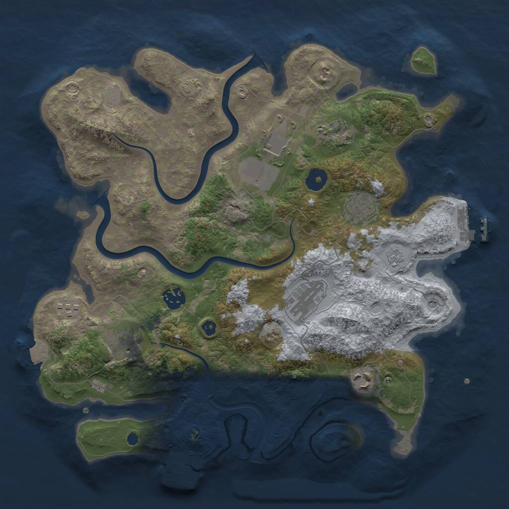 Rust Map: Procedural Map, Size: 3500, Seed: 2056323315, 14 Monuments