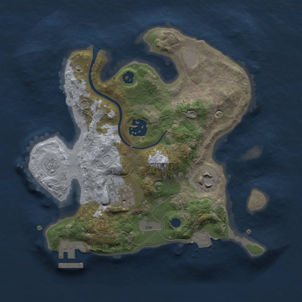 Rust Map: Procedural Map, Size: 2500, Seed: 1696558637, 6 Monuments