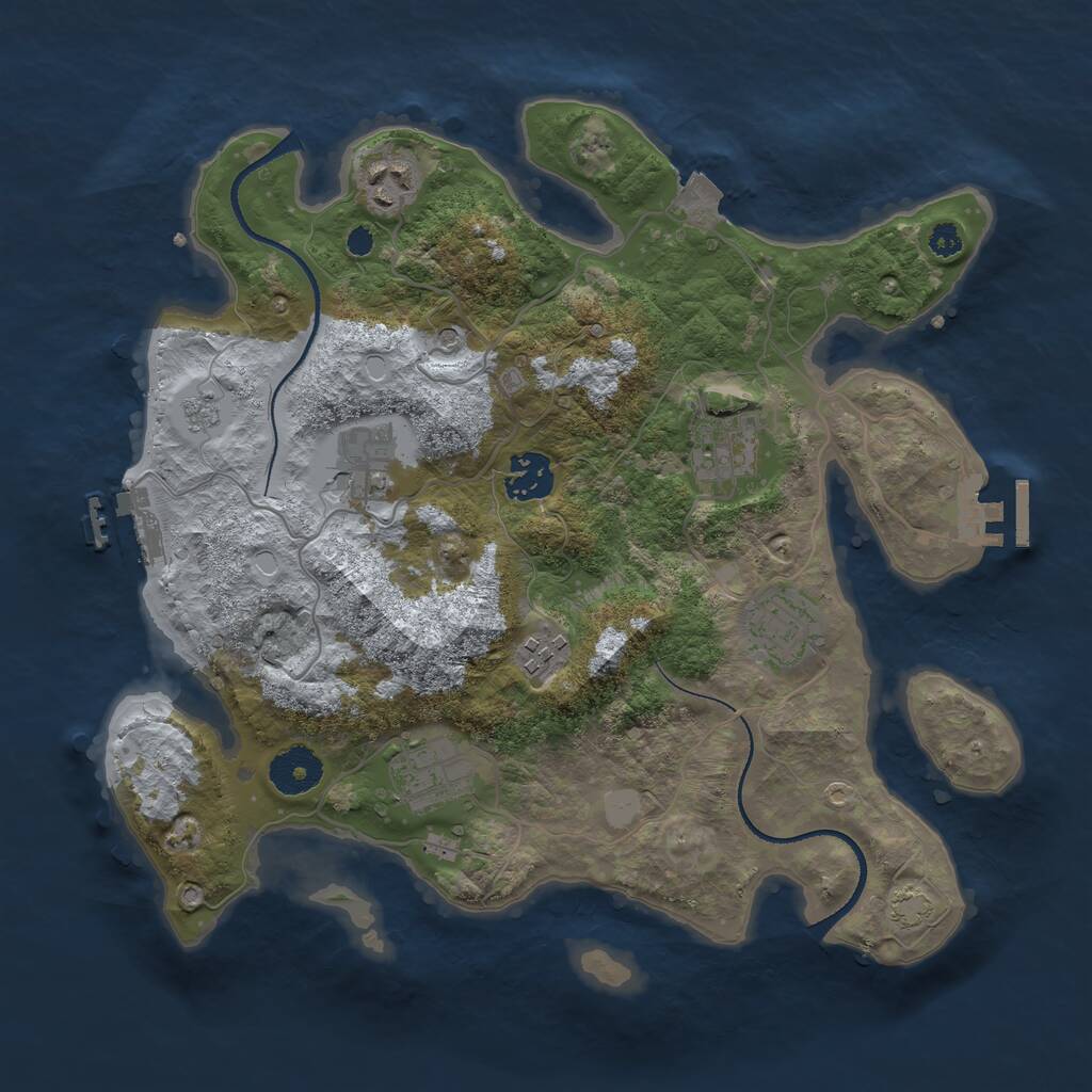 Rust Map: Procedural Map, Size: 3300, Seed: 1068183676, 13 Monuments