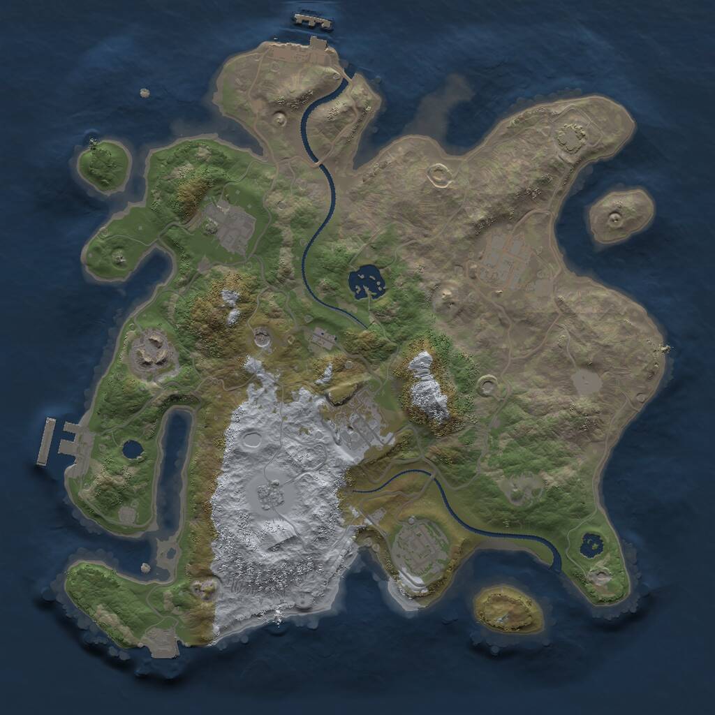Rust Map: Procedural Map, Size: 3000, Seed: 1322556491, 12 Monuments