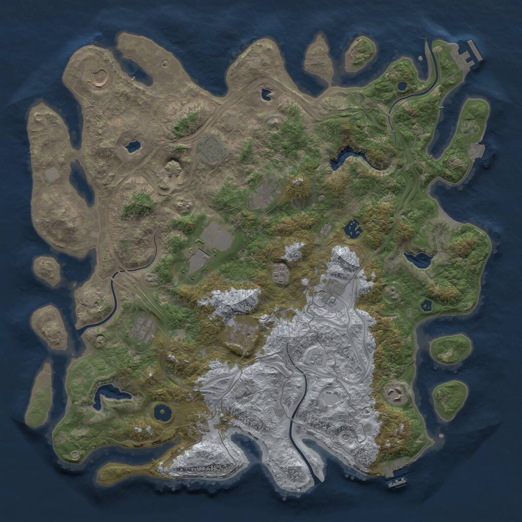 Rust Map: Procedural Map, Size: 4500, Seed: 881850, 17 Monuments