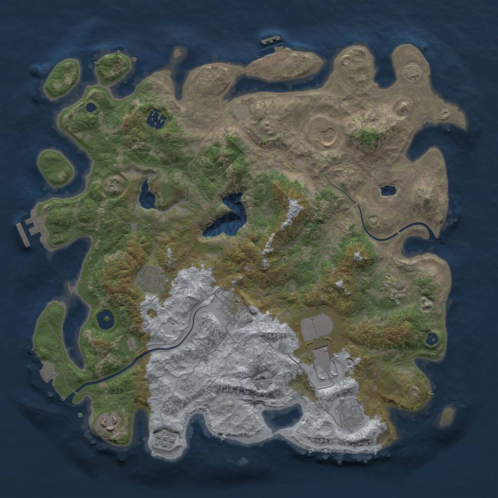 Rust Map: Procedural Map, Size: 4000, Seed: 1050548110, 14 Monuments