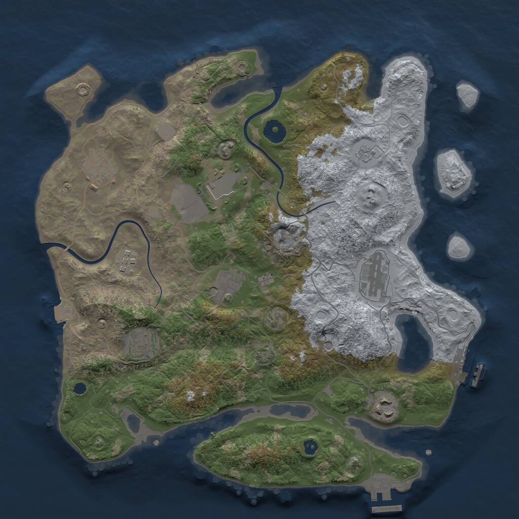 Rust Map: Procedural Map, Size: 3500, Seed: 143948900, 13 Monuments