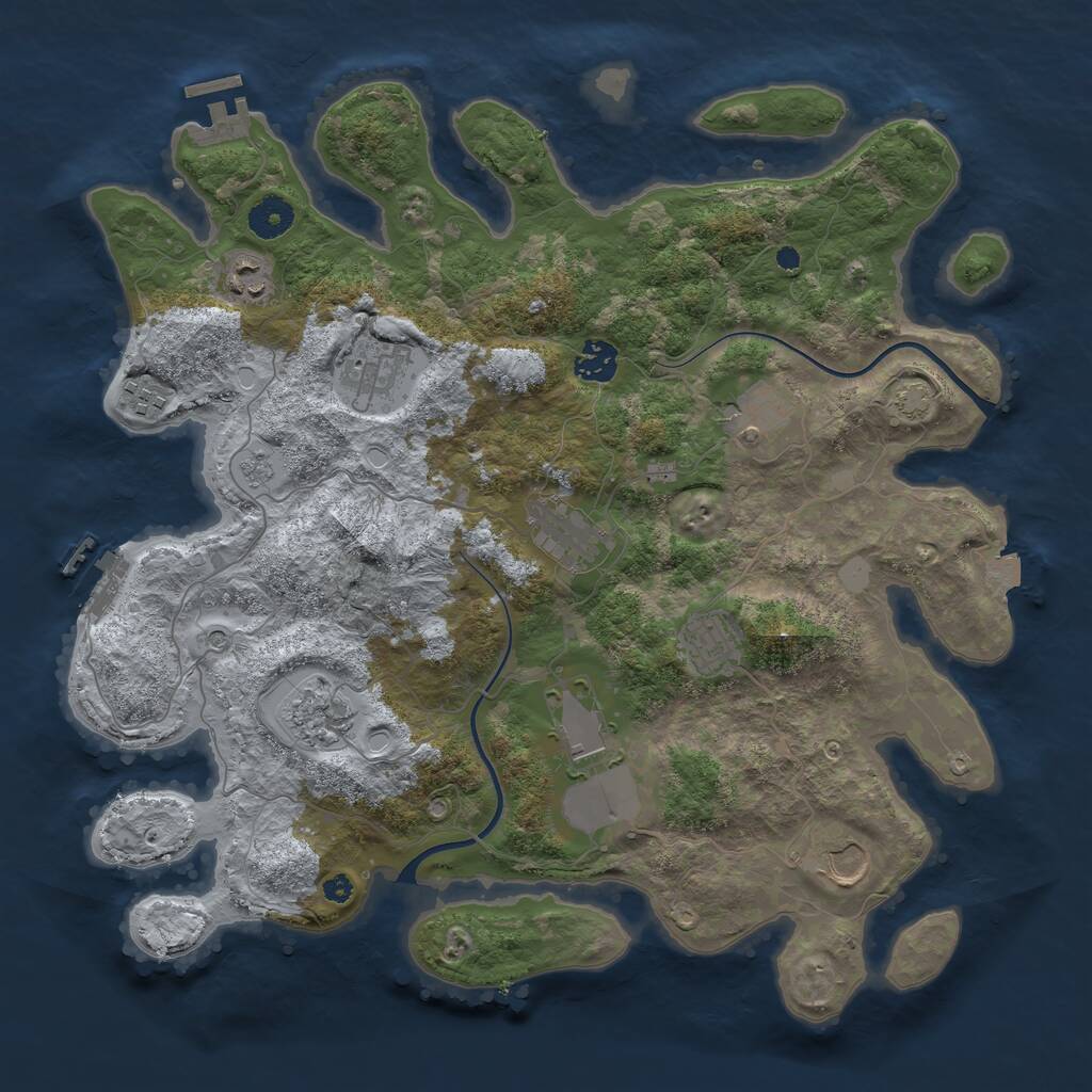 Rust Map: Procedural Map, Size: 3800, Seed: 1855601415, 16 Monuments