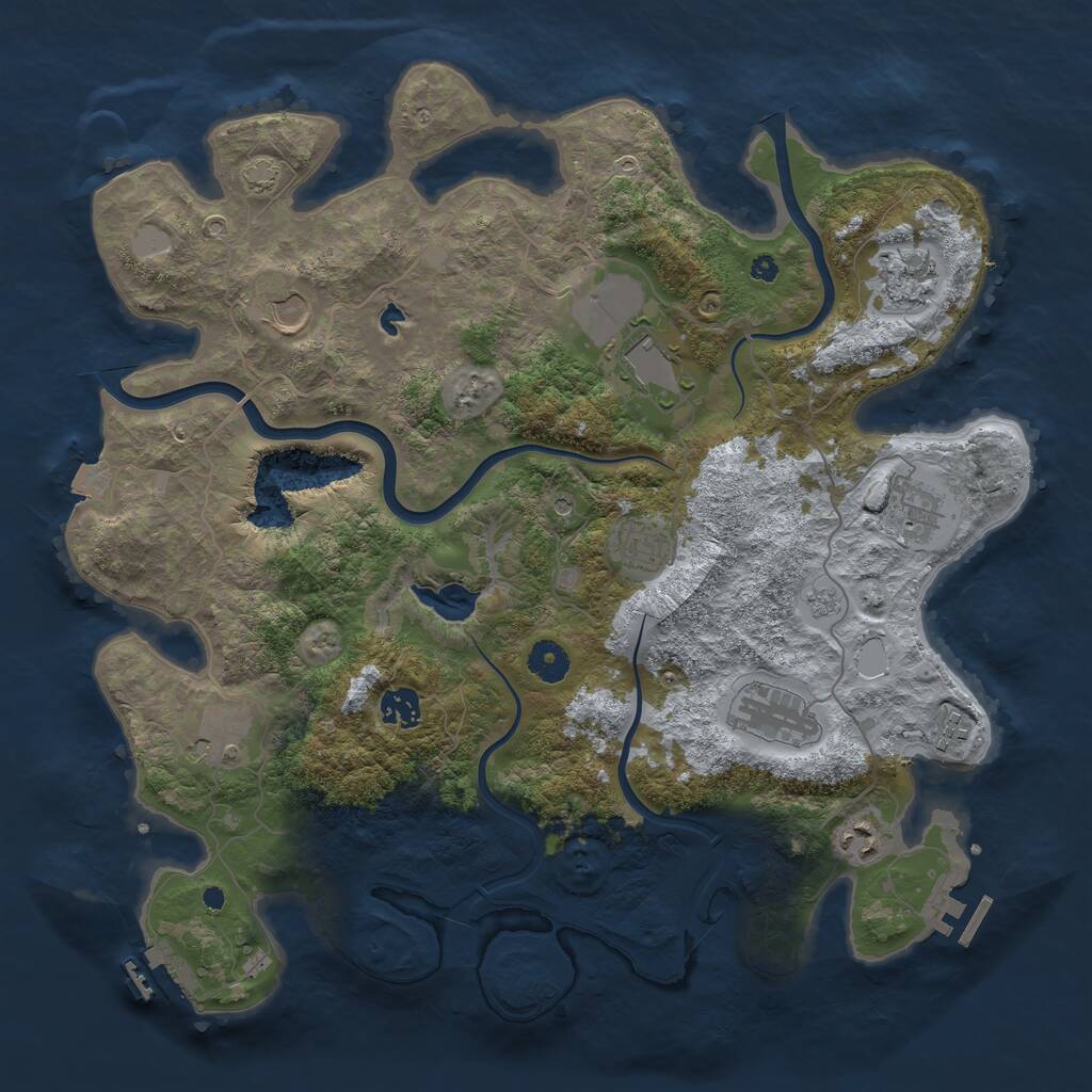 Rust Map: Procedural Map, Size: 4000, Seed: 1036396137, 16 Monuments
