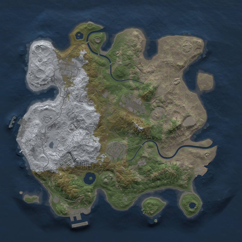 Rust Map: Procedural Map, Size: 3000, Seed: 141402719, 10 Monuments