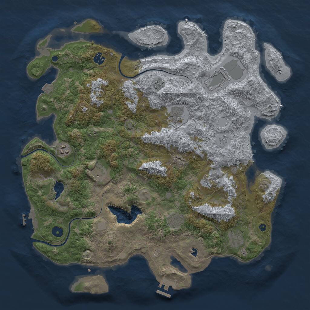 Rust Map: Procedural Map, Size: 4200, Seed: 1490691477, 15 Monuments