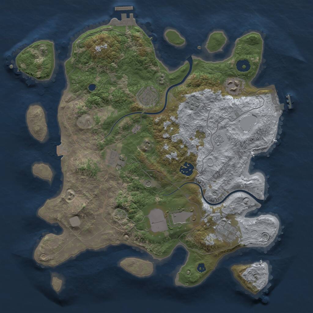 Rust Map: Procedural Map, Size: 3500, Seed: 1692905447, 13 Monuments