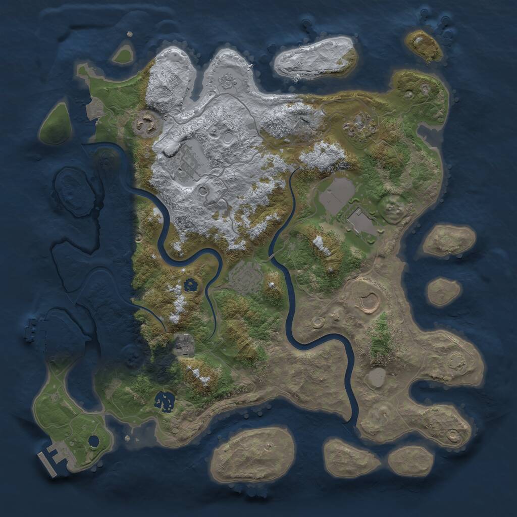 Rust Map: Procedural Map, Size: 3700, Seed: 219167087, 14 Monuments
