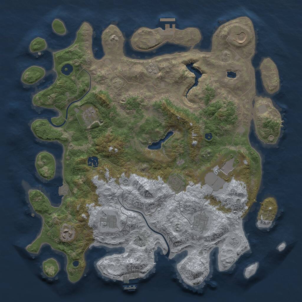 Rust Map: Procedural Map, Size: 4000, Seed: 1692712169, 15 Monuments
