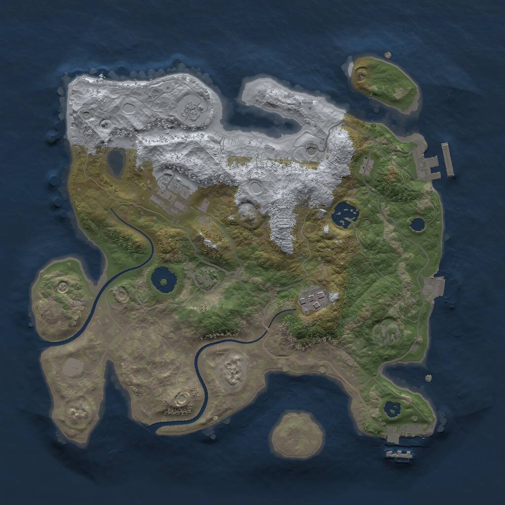 Rust Map: Procedural Map, Size: 3000, Seed: 273551168, 9 Monuments