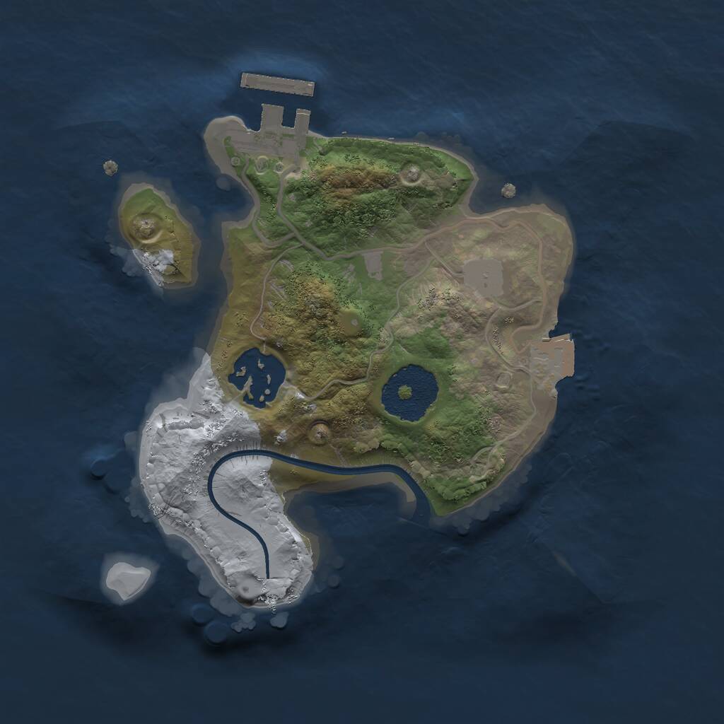 Rust Map: Procedural Map, Size: 2000, Seed: 1691, 3 Monuments