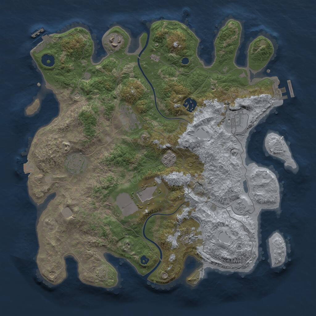 Rust Map: Procedural Map, Size: 3600, Seed: 990330, 14 Monuments