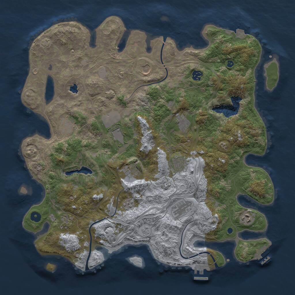 Rust Map: Procedural Map, Size: 4250, Seed: 1461104482, 17 Monuments