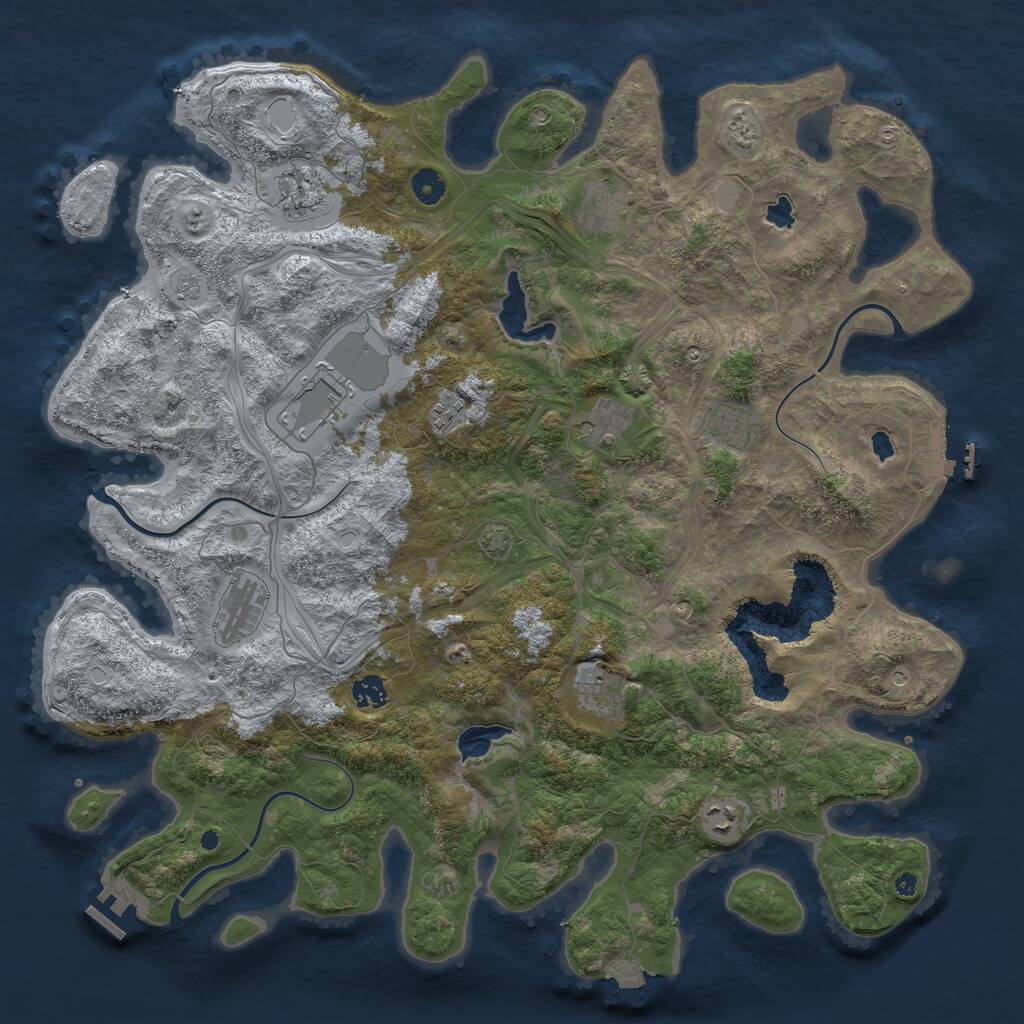 Rust Map: Procedural Map, Size: 4500, Seed: 525213, 16 Monuments