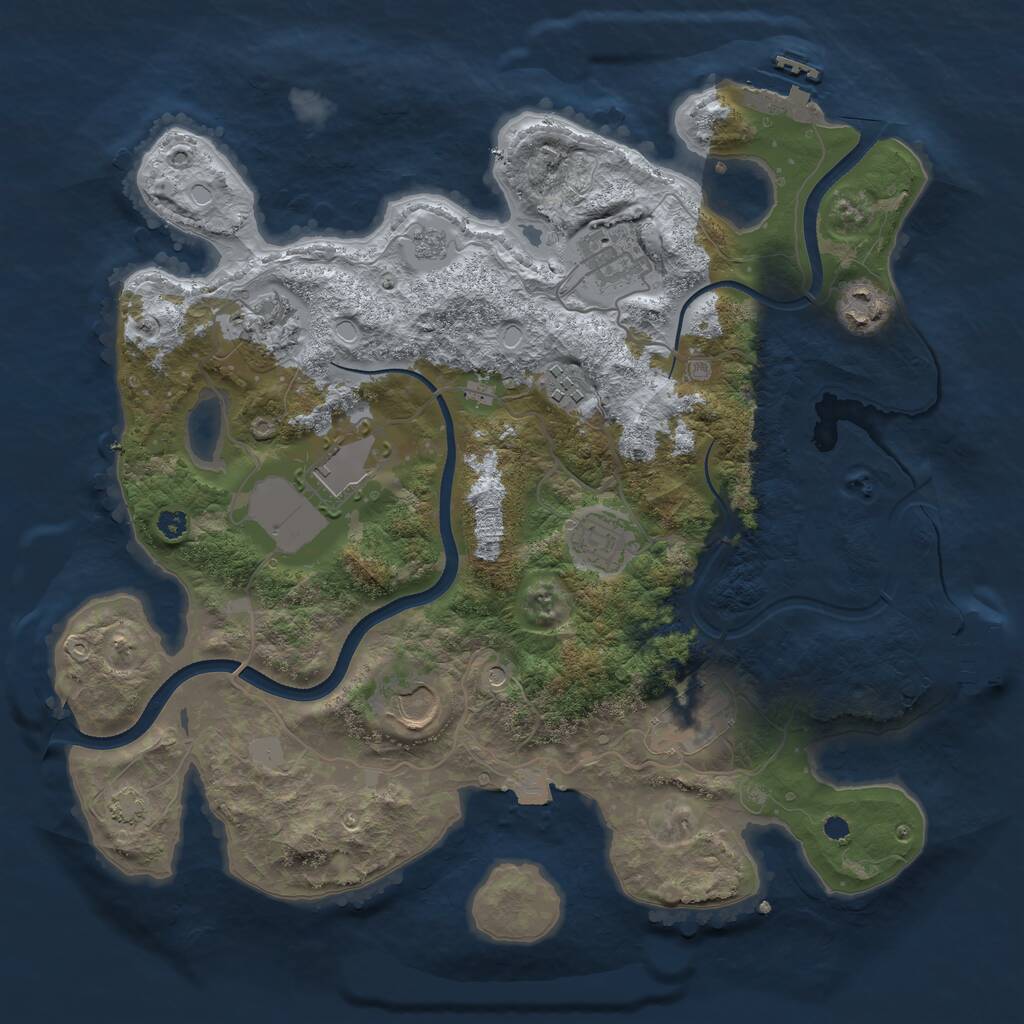 Rust Map: Procedural Map, Size: 3500, Seed: 273551168, 14 Monuments