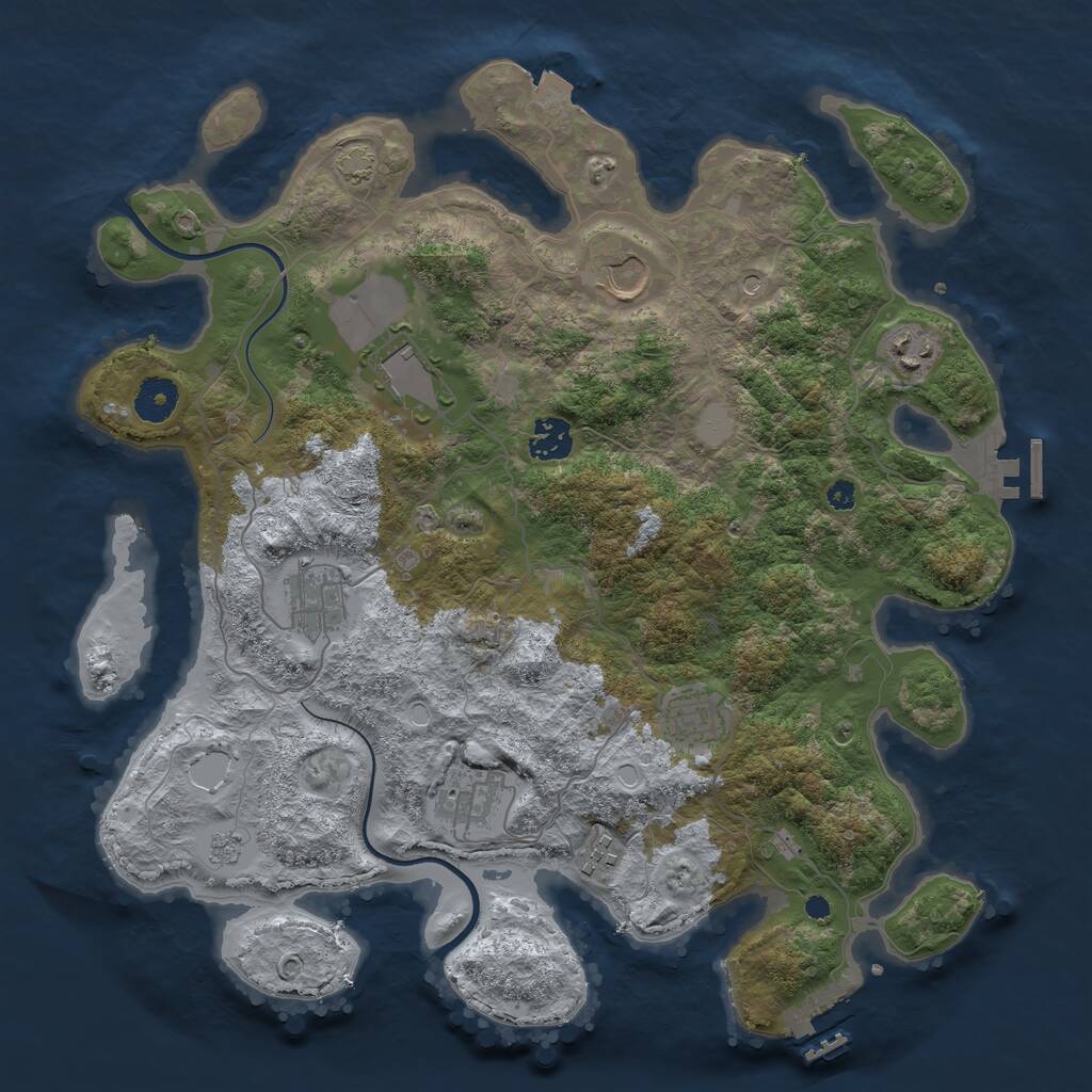 Rust Map: Procedural Map, Size: 3700, Seed: 996723, 14 Monuments