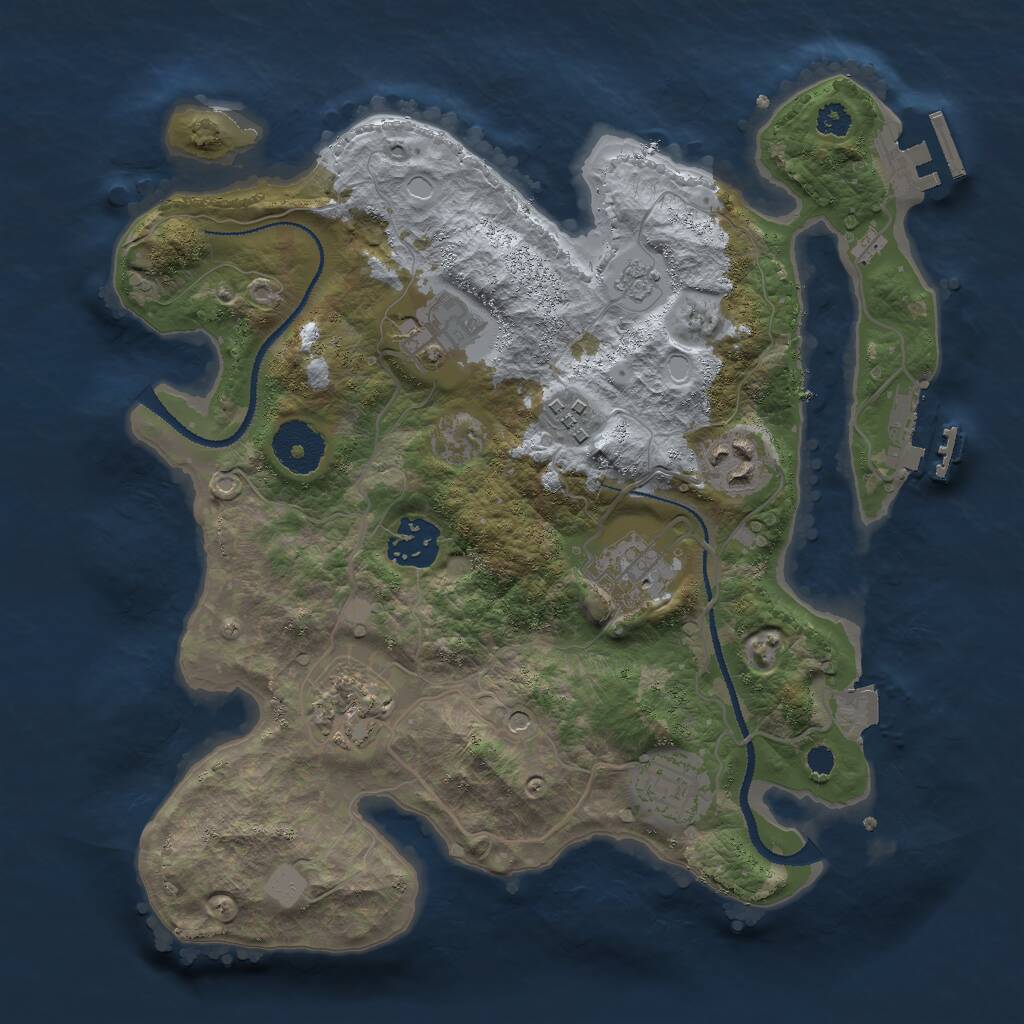 Rust Map: Procedural Map, Size: 3000, Seed: 1346429165, 12 Monuments