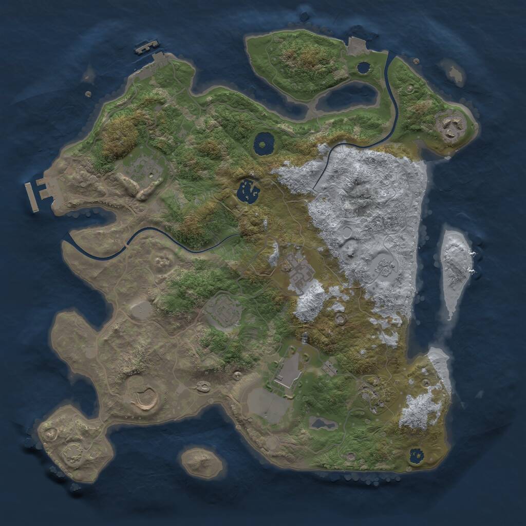 Rust Map: Procedural Map, Size: 3500, Seed: 652018982, 13 Monuments