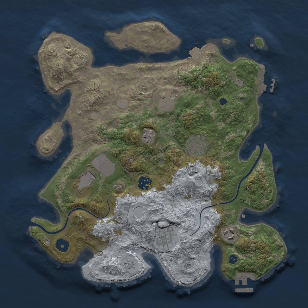 Rust Map: Procedural Map, Size: 3500, Seed: 763637, 13 Monuments