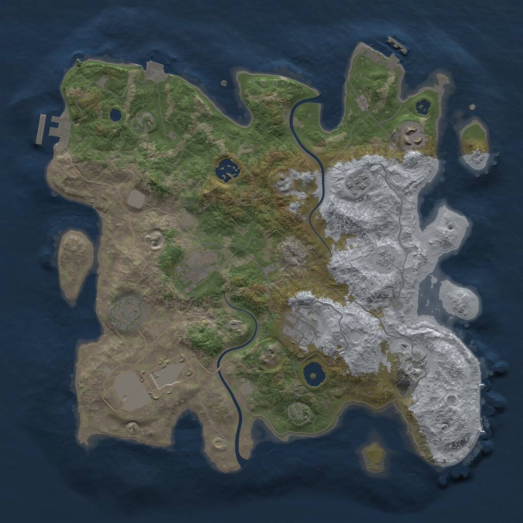Rust Map: Procedural Map, Size: 3500, Seed: 87347281, 13 Monuments
