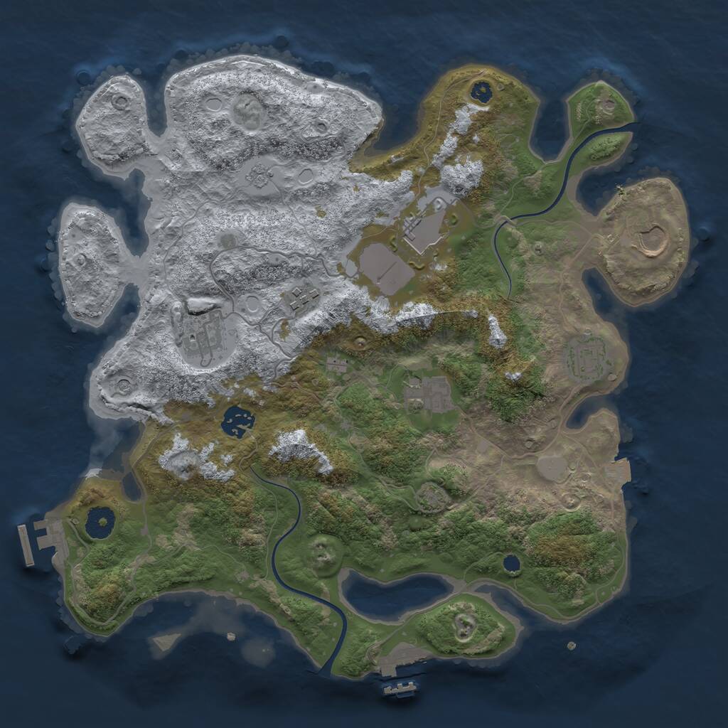 Rust Map: Procedural Map, Size: 3500, Seed: 1646608680, 13 Monuments