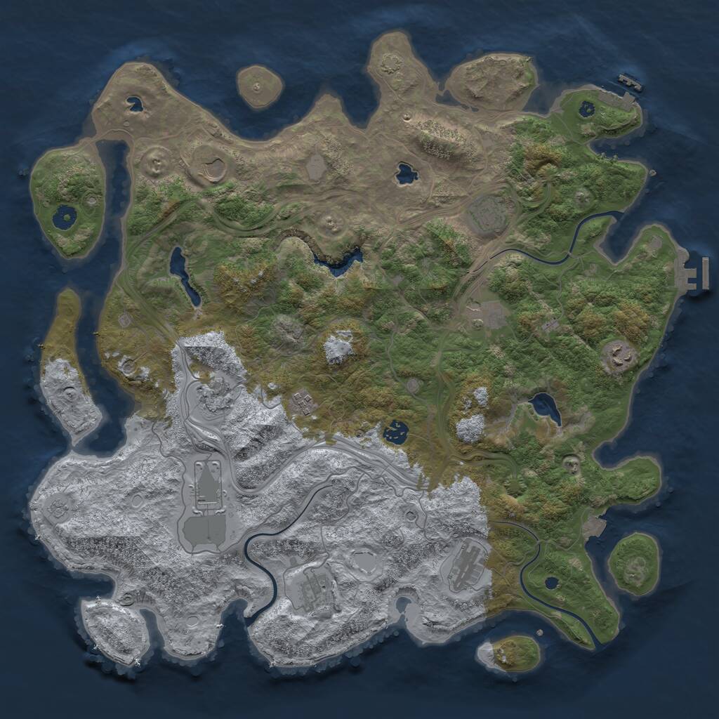 Rust Map: Procedural Map, Size: 4500, Seed: 1032815104, 16 Monuments