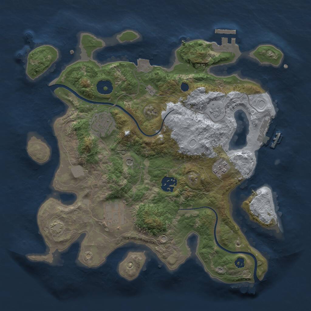 Rust Map: Procedural Map, Size: 3000, Seed: 54542, 10 Monuments
