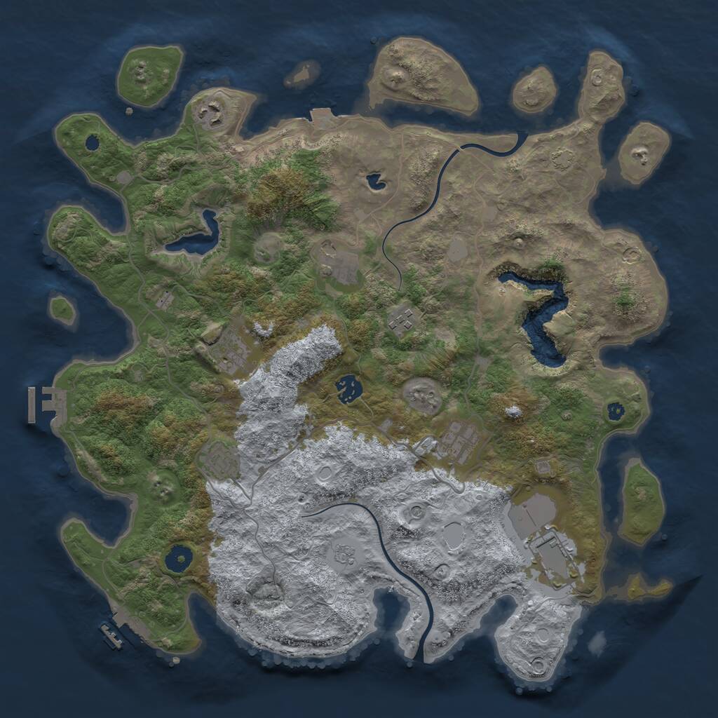 Rust Map: Procedural Map, Size: 4000, Seed: 644944325, 14 Monuments