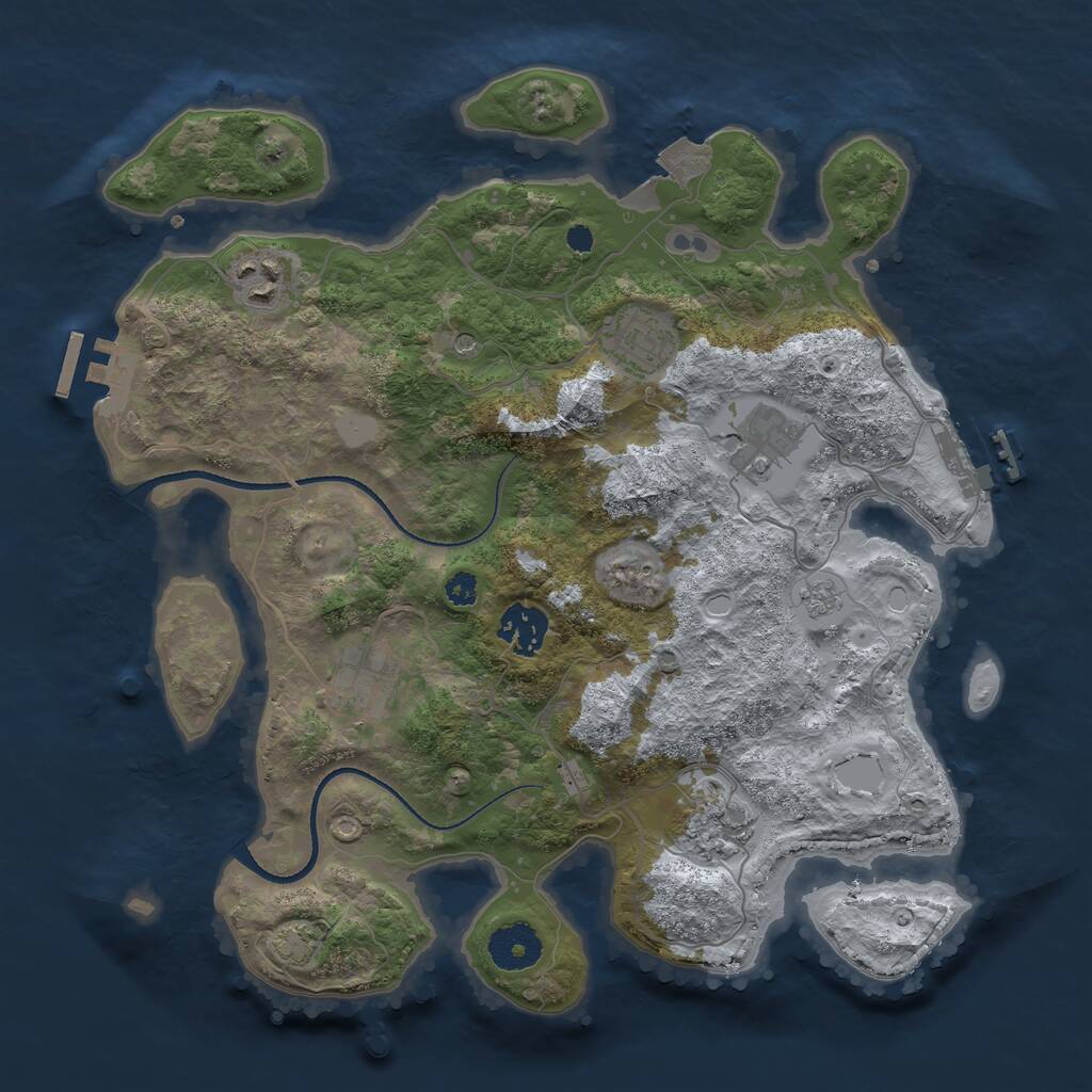Rust Map: Procedural Map, Size: 3300, Seed: 717961878, 12 Monuments