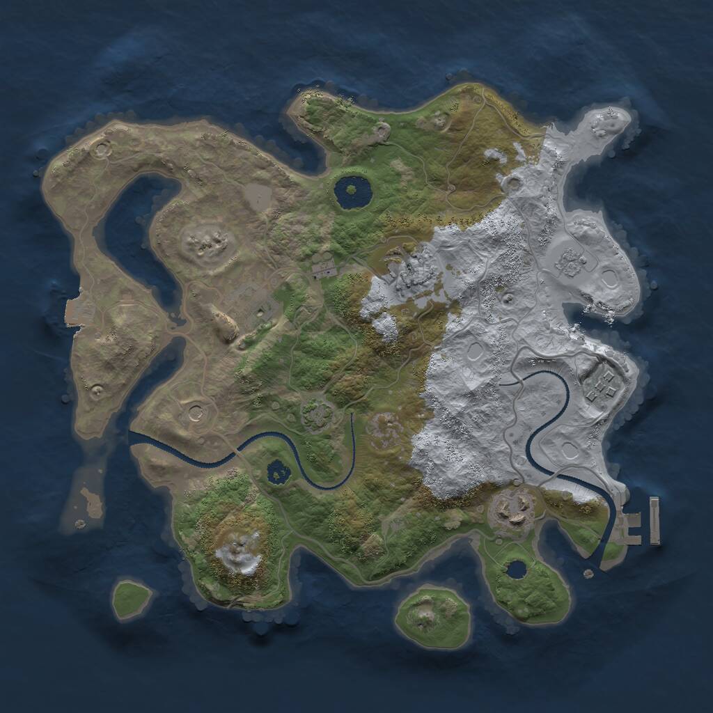 Rust Map: Procedural Map, Size: 3000, Seed: 25826, 9 Monuments