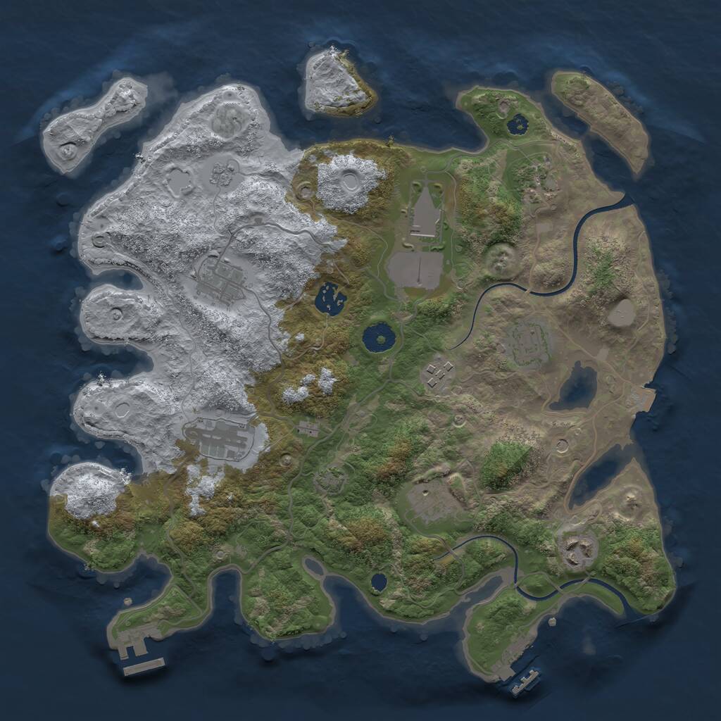 Rust Map: Procedural Map, Size: 3500, Seed: 1113399, 15 Monuments