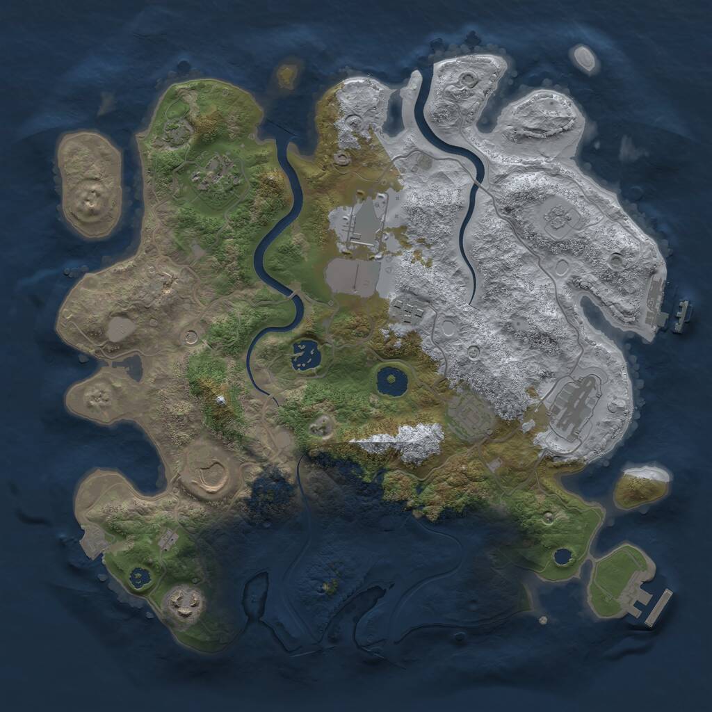 Rust Map: Procedural Map, Size: 3500, Seed: 667468714, 14 Monuments