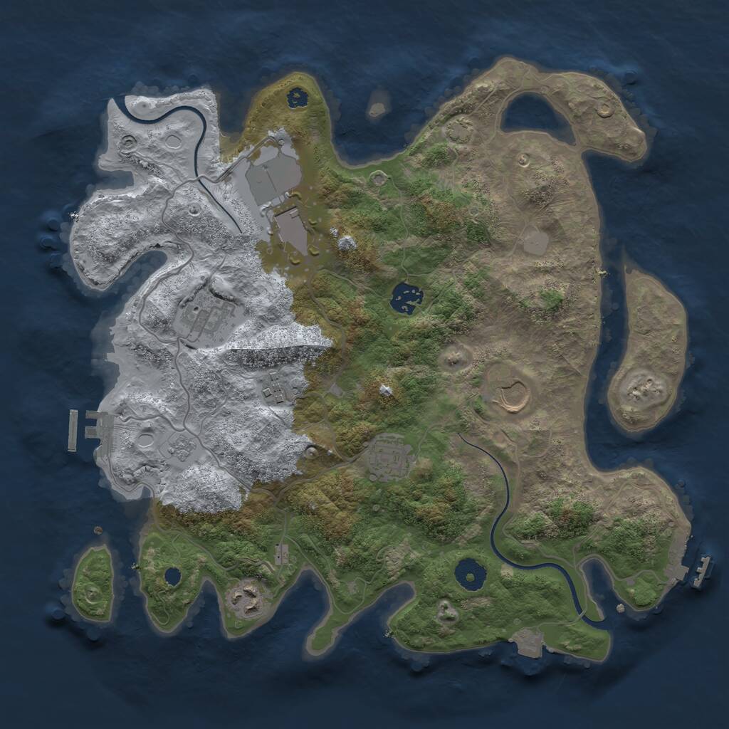 Rust Map: Procedural Map, Size: 3500, Seed: 231561252, 12 Monuments
