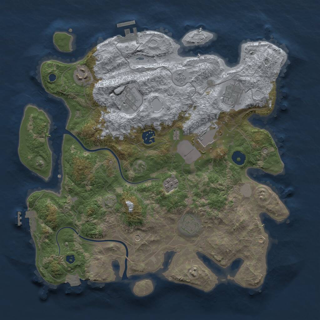 Rust Map: Procedural Map, Size: 3500, Seed: 460893532, 13 Monuments