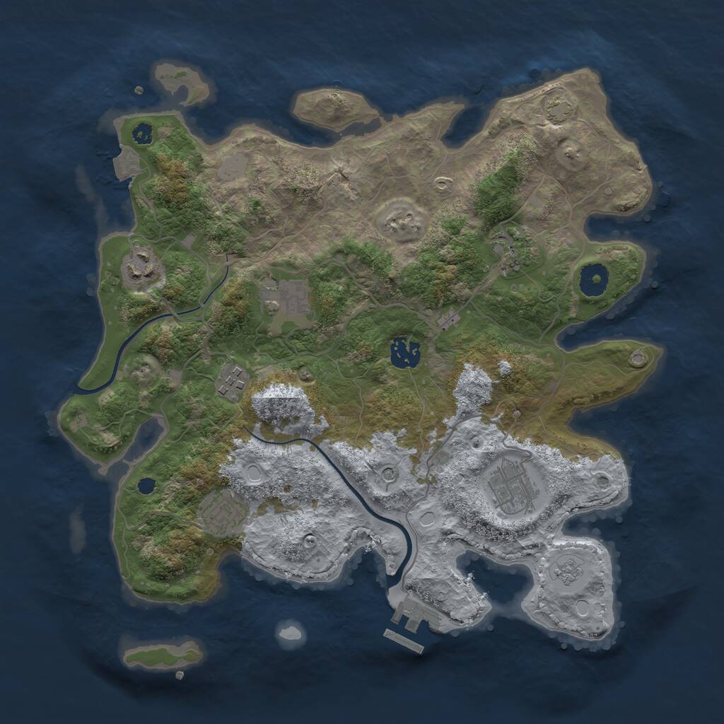 Rust Map: Procedural Map, Size: 3450, Seed: 32389, 12 Monuments