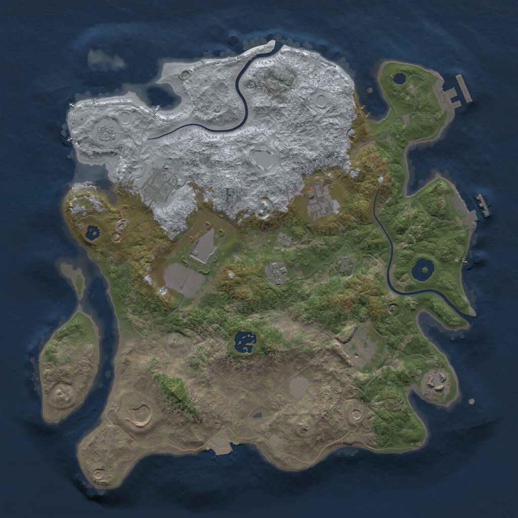 Rust Map: Procedural Map, Size: 3500, Seed: 177047986, 14 Monuments