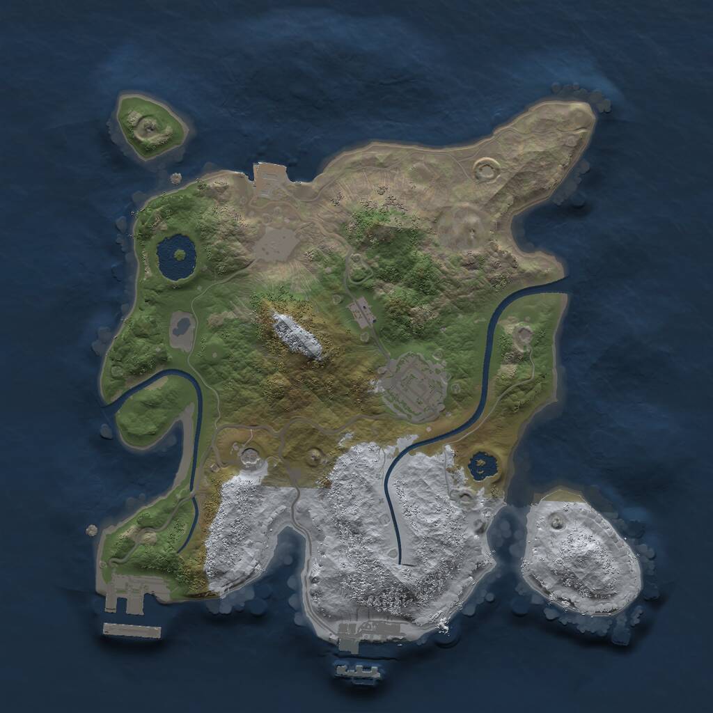 Rust Map: Procedural Map, Size: 2500, Seed: 11367, 5 Monuments