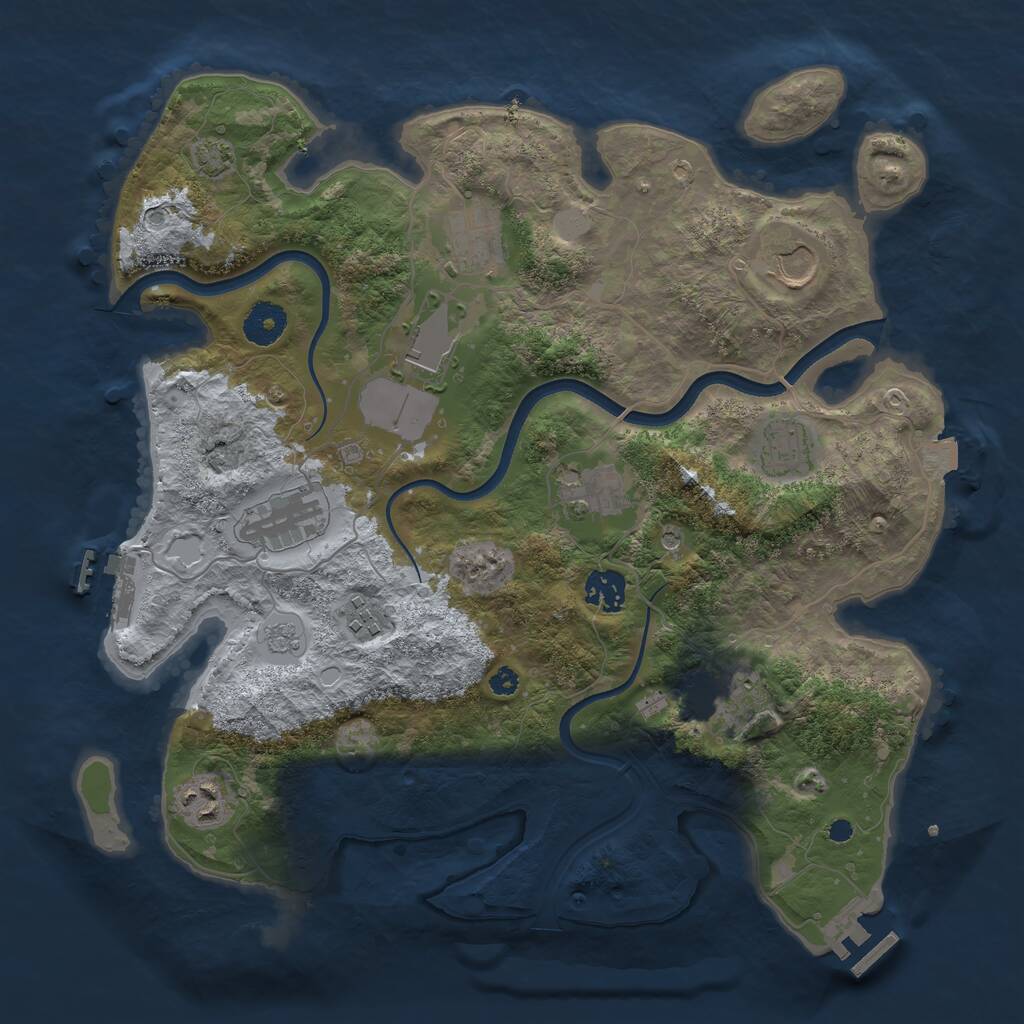 Rust Map: Procedural Map, Size: 3600, Seed: 1202733294, 16 Monuments