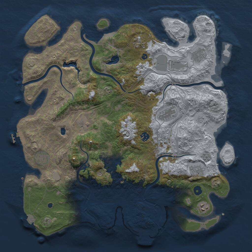Rust Map: Procedural Map, Size: 4250, Seed: 731941277, 16 Monuments