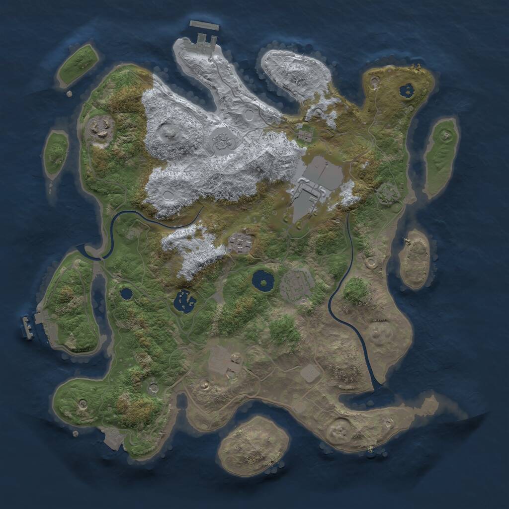 Rust Map: Procedural Map, Size: 3500, Seed: 935684867, 12 Monuments