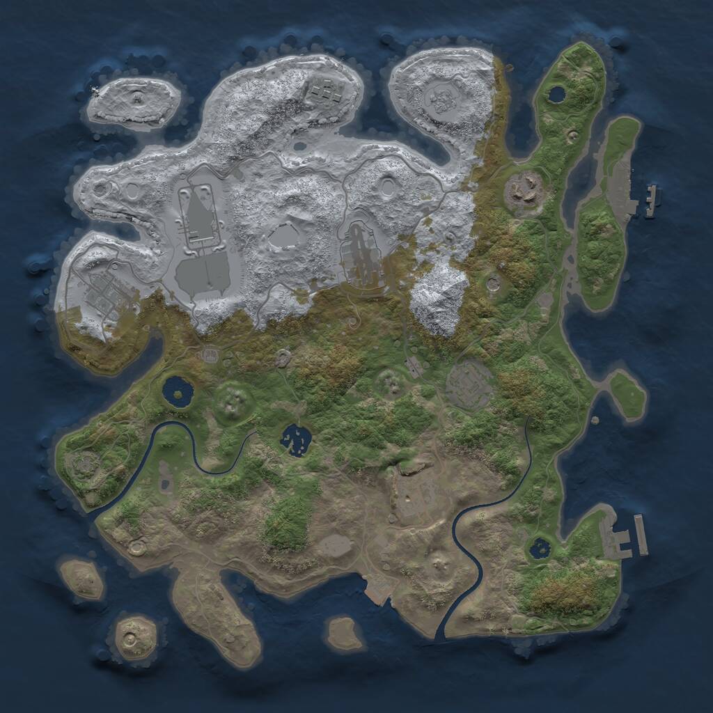 Rust Map: Procedural Map, Size: 3500, Seed: 1950719041, 14 Monuments