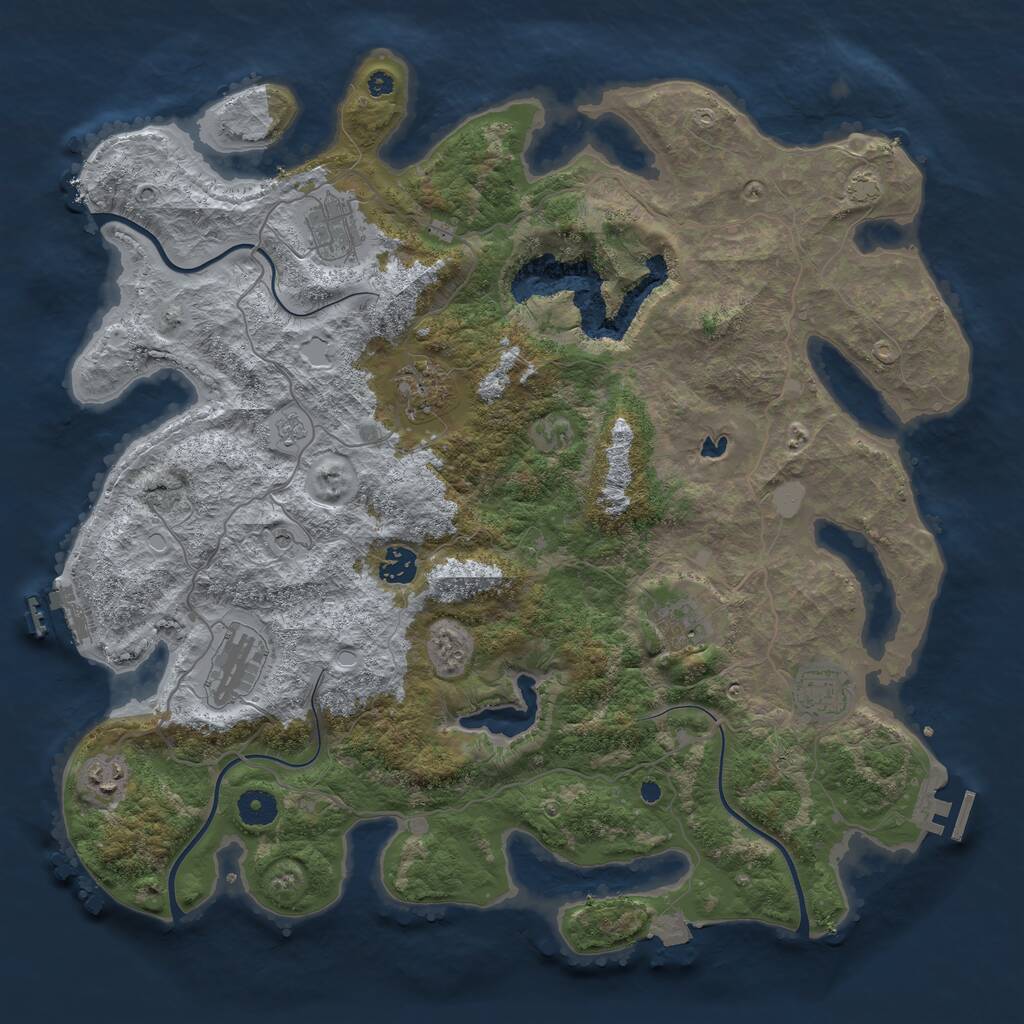 Rust Map: Procedural Map, Size: 4050, Seed: 1563187616, 13 Monuments