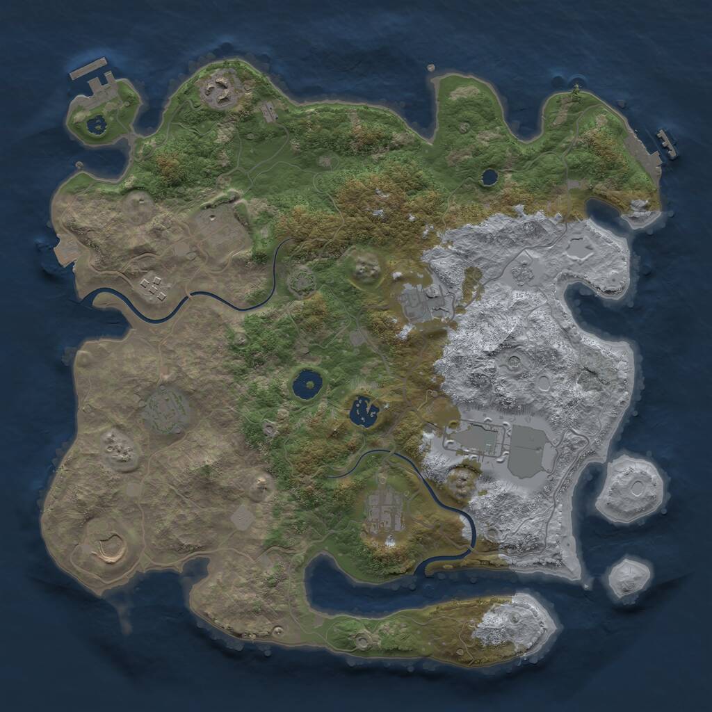 Rust Map: Procedural Map, Size: 3700, Seed: 889320347, 15 Monuments