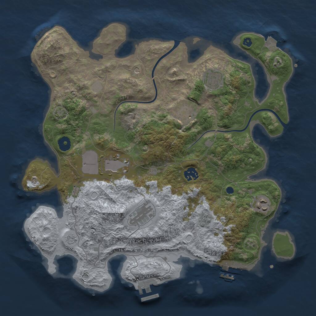 Rust Map: Procedural Map, Size: 3500, Seed: 504514958, 13 Monuments