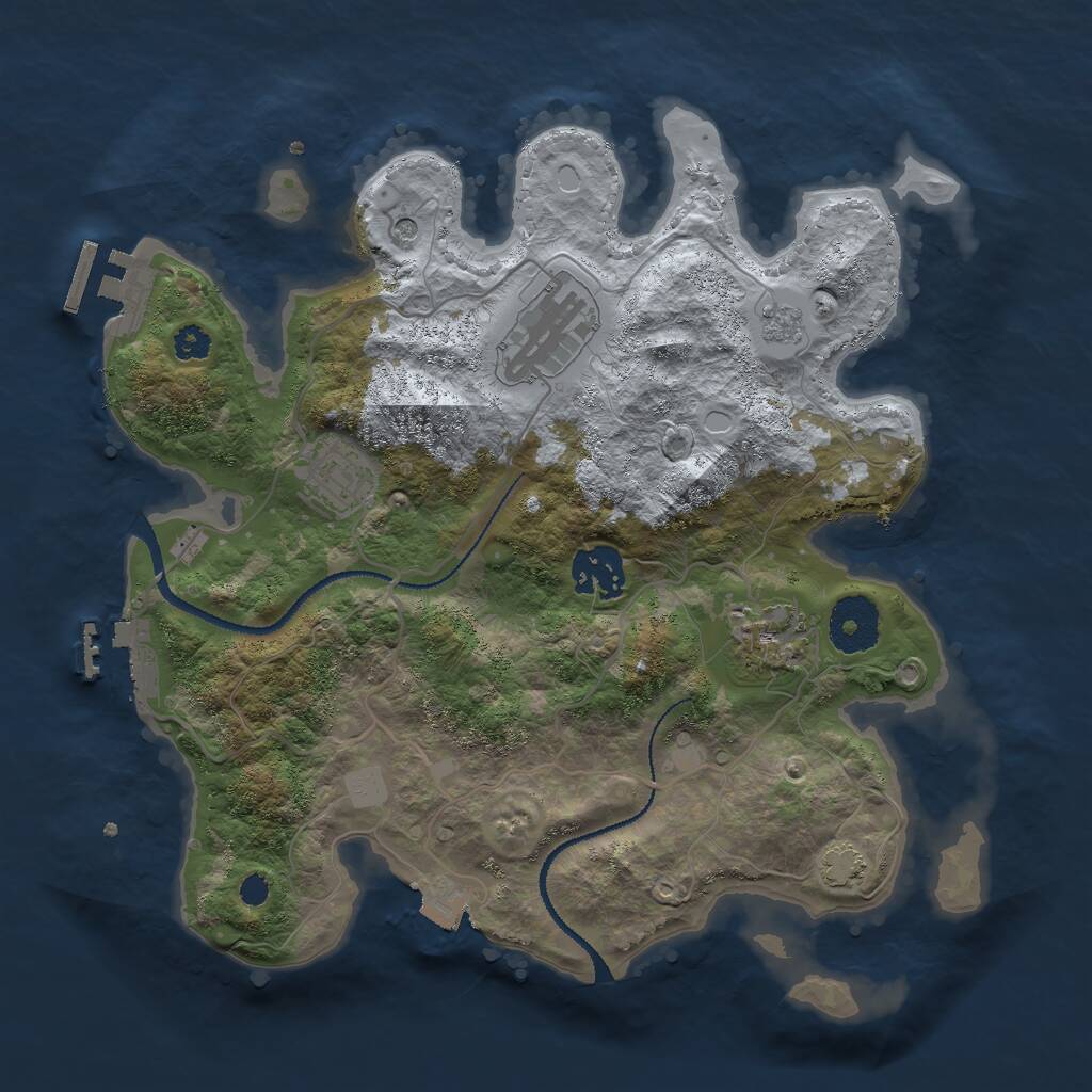 Rust Map: Procedural Map, Size: 3000, Seed: 409695, 10 Monuments