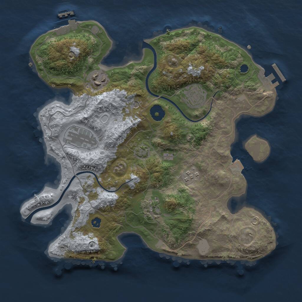 Rust Map: Procedural Map, Size: 3000, Seed: 92927234, 10 Monuments